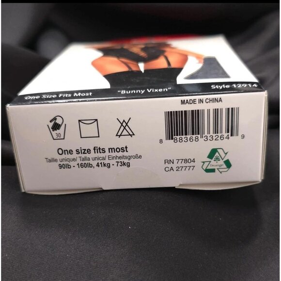 Bunny Teddy Lingerie Black Lace Velvet Costume with Ears Tail Dreamgirl One Size - Picture 7 of 10